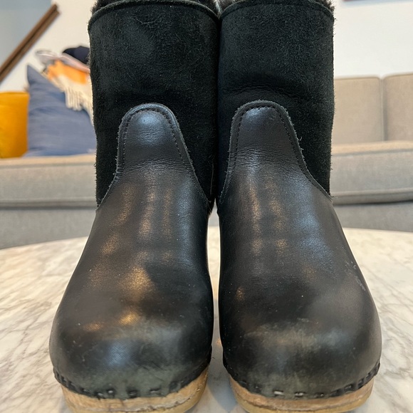 No. 6 Shearling Clog Boot High Heel in Black Suede Size 37 - Picture 3 of 7